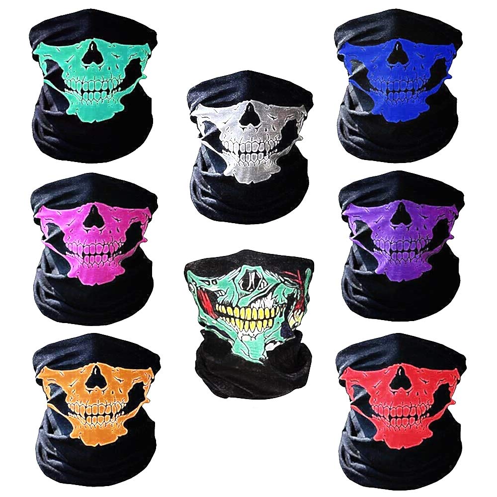 Jambo Motociclo Maschera Passamontagna Half Mask Teschio – Unisex, Tubolare Senza Cuciture, In Poliestere, Taglia Unica 50x25 Cm