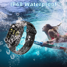 Carica l&#39;immagine nel visualizzatore di Gallery, KUNGIX Smartwatch Orologio Fitness Trakcer Pressione Sanguigna Monitor Cardiofrequenzimetro da Polso Bluetooth Smart Watch Schermo a Colori Impermeabile IP68 per Donna Uomo (Nero)