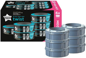 Tommee Tippee Ricariche Sangenic TEC per Sistema Avanzato di Smaltimento Pannolini Twist and Click, 6 Pezzi (compatibile con i contenitori Sangenic TEC e Twist and Click)