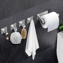 Carica l'immagine nel visualizzatore di Gallery, Yosemy Porta Carta Igienica Senza Foratura con 4 pcs Ganci Porta Rotoli Carta Igienica Adesivo per Bagno Toilette Porta Carta Igienica 3M Acciaio Inox SUS 304 Porta Rotolo Carta Igienica