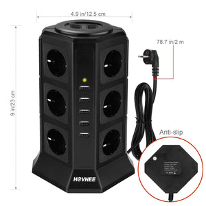 Multipresa Verticale, HOVNEE Torretta Ciabatta 12 Prese Con 5... - Ilgrandebazar