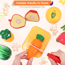 Carica l&#39;immagine nel visualizzatore di Gallery, joylink Taglio Frutta e Finti Alimenti, 42pcs Cucina Cibo Giocattoli Accessori da Cucina Giocattoli di Plastica per Tagliare Verdure Frutta Giocattolo Educativo Bambini 3+ Anni