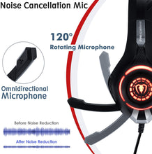 Carica l&#39;immagine nel visualizzatore di Gallery, Beexcellent GM-1, Cuffie da gaming con microfono e Bass stereo, Cancellazione del rumore, Controllo del volume, Illuminazione a LED, Colore Rosso