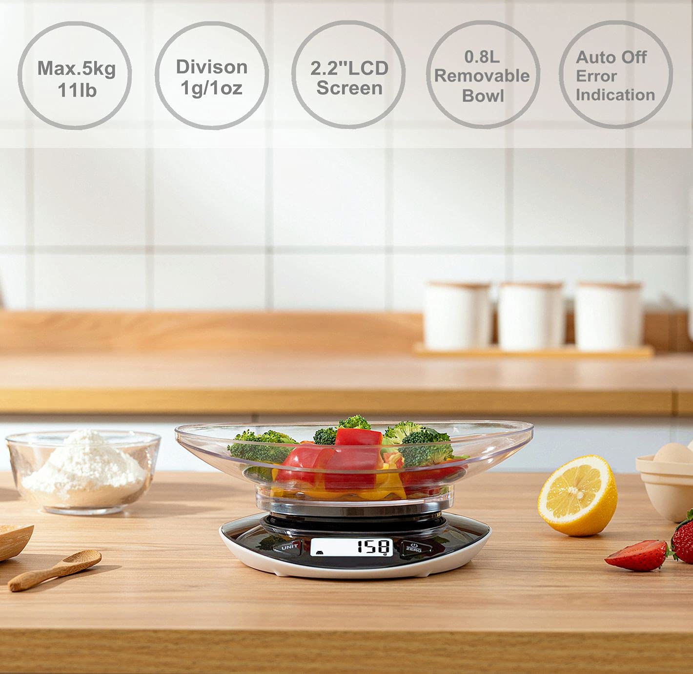 arboleaf Bilancia da Cucina Digitale Bilancia Cucina Bilancia Alimenti Ricaricabile USB Con Funzione APP Calcolatrice Nutrizionale Display LED, 10 kg/22 lb arboleaf Bilancia da Cucina Digitale Bilancia Cucina Bilancia Alimenti Ricaricabile USB Con Funzione APP Calcolatrice Nutrizionale Display LED, 10 kg/22 lb