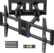 Carica l&#39;immagine nel visualizzatore di Gallery, Alphamount Supporto TV Parete per 37-75 Pollici Schermi fino a 45 kg, Staffa tv con doppie braccia, girevole, estensione e inclinazione, supporto a parete con Max VESA 600x400 mm, APLF6-E