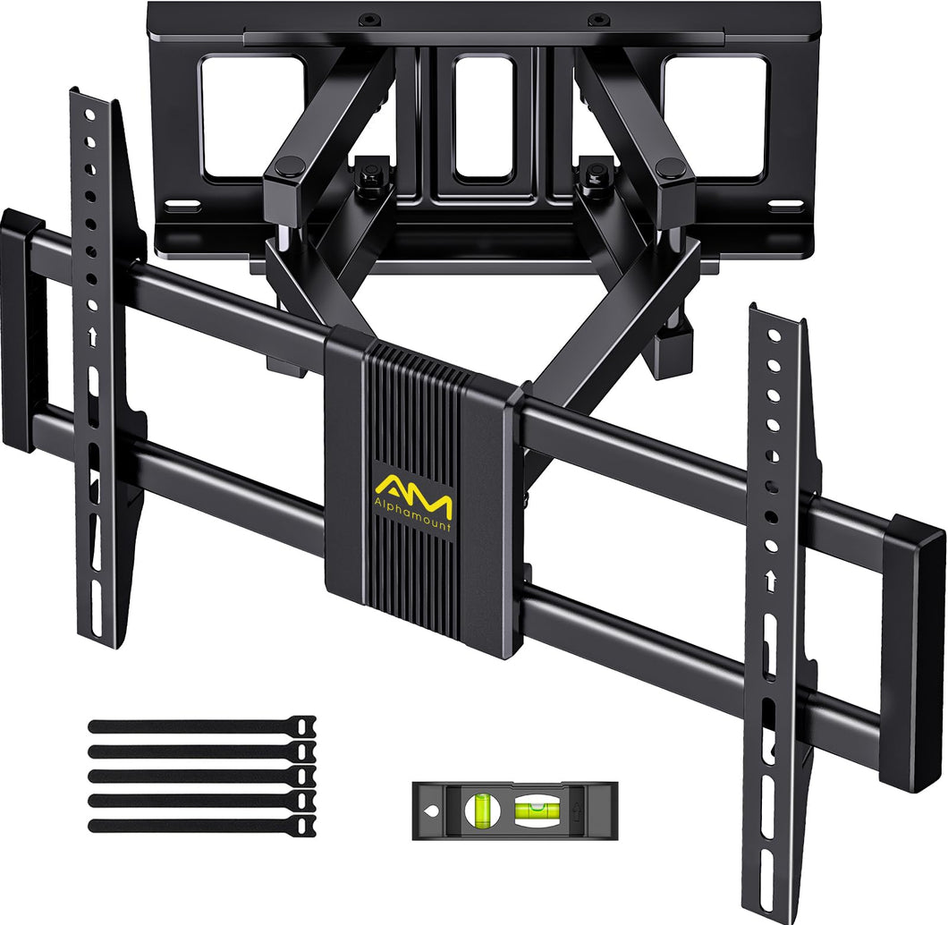 Alphamount Supporto TV Parete per 37-75 Pollici Schermi fino a 45 kg, Staffa tv con doppie braccia, girevole, estensione e inclinazione, supporto a parete con Max VESA 600x400 mm, APLF6-E