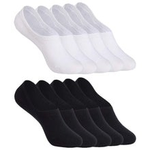 Carica l'immagine nel visualizzatore di Gallery, YOUCHAN Calzini Donna Uomo Fantasmini Calze 10 Paia Invisibili Sportive Antiscivolo Cotone con Taglio Basso-Nero-Bianco-47-50