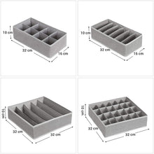 Carica l'immagine nel visualizzatore di Gallery, SONGMICS Divisore per Cassetti, Portabiancheria Pieghevole, Organizzatore per Guardaroba, per Slip Calzini Reggiseni Cravatte, Set di 4, Grigio Chiaro RYUS04W
