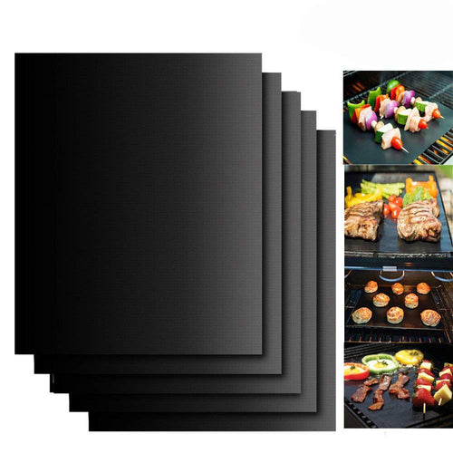 Sanery, Set di 5 tappetini antiaderenti riutilizzabili per 40x33cm, Nero