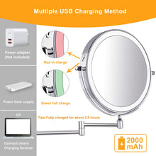 Carica l&#39;immagine nel visualizzatore di Gallery, Amelar 8 Pollici Specchio Trucco con da Parete, Luci a 3 Colori Luminosità Regolabile Ricaricabile Tramite USB, Ingrandimento 1X/10X Rotazione a 360° Bifacciale Specchio Bagno, per Bagno e Hotel
