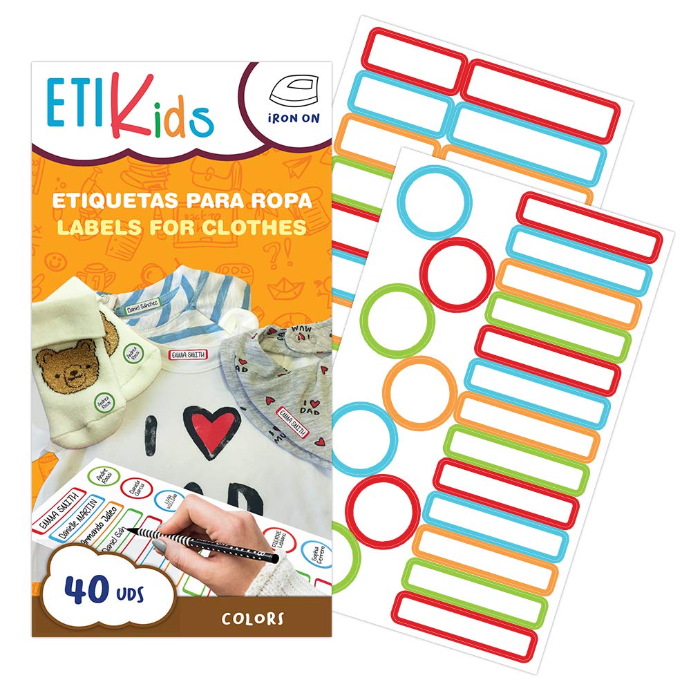 Etikids 40 Etichette termoadesive da STIRARE. Formati e colori vari, colorato - Ilgrandebazar