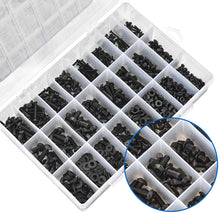 Carica l&#39;immagine nel visualizzatore di Gallery, CCKOLE Set Viti e Dadi, Set Dadi e Bulloni M2 M3 M4 M5 Acciaio Carbonio, Assortimento Rondelle Vite Testa Bottone Esagonale Nero con Scatola (1225Pz)