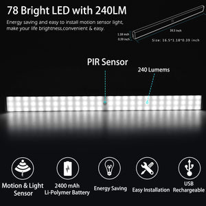 Luce a LED portatile, Sensore di Movimento, Wireless 78leds(argento) - Ilgrandebazar