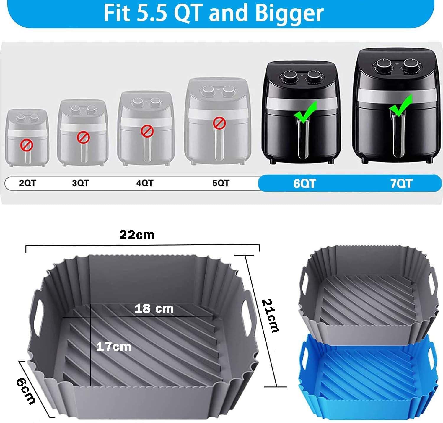 AoHao 2 pentole in silicone per friggitrice ad aria con manico AoHao 2 pentole in silicone per friggitrice ad aria con manico