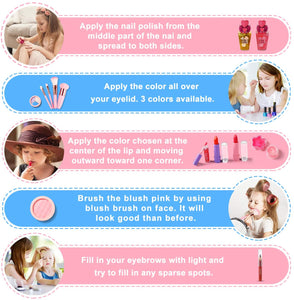 ARANEE 21PCS Set da trucco per bambini per bambina, kit giocattolo trucco lavabile con borsa cosmetica glitter