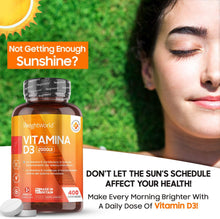 Carica l&#39;immagine nel visualizzatore di Gallery, VITAMINA D3 - Vit D3 ad Alto Dosaggio 2000ui - 400 Compresse Vegetali (Più di un Anno di Fornitura) - Contribuisce al Normale Funzionamento del Sistema Immunitario - Per Vegetariani - WeightWorld