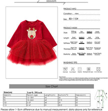 Carica l'immagine nel visualizzatore di Gallery, Borlai Neonate Natale Vestito dal Tutu Carino Maniche Lunghe Outfits Partito Vestito Rosso 1-4 Anni [Elk]