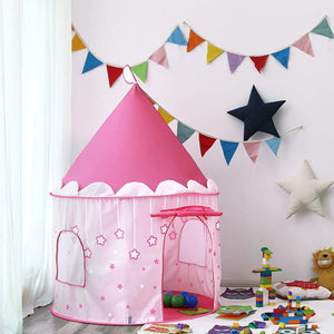 SONGMICS Tenda da Gioco Castello da Principessa per Ragazze e Bambini, Casetta dei Giochi per Interni ed Esterni, Tenda Portatile, Regalo per Bambini, Rosa LPT01PK