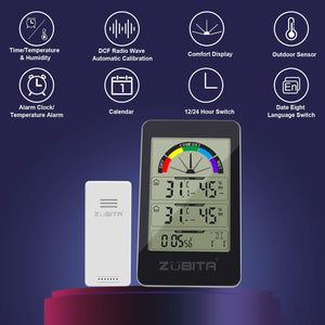 Zubita Termometro Igrometro Digitale, Temperatura umidità nero