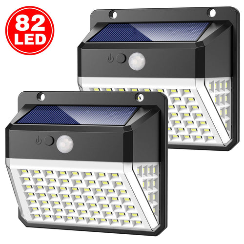 Luce Solare Esterno, Yacikos Super Luminoso【270º Illuminazione 】82 LED Black - Ilgrandebazar