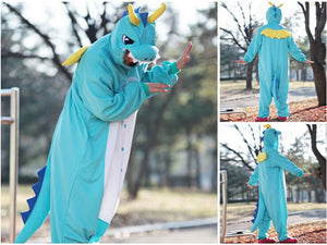 wotogold Pigiama di Drago Blu Animale Costumi Cosplay per Adulti XL,