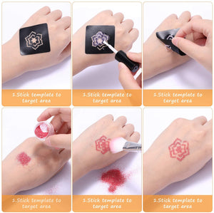 Kit Tatuaggi Glitterati, Nivlan 48 Colori Tatuaggi Temporanei Bambini con 203 Stencil, Tatuaggi Glitter Impermeabili per Ragazzi Ragazze Adulti Festa Carnevale