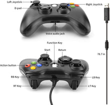 Carica l&#39;immagine nel visualizzatore di Gallery, Dhaose Xbox 360 Game Controller, Wired Game Controller Gamepad controller di design ergonomico migliorato per Xbox 360 PC Windows 7/ 8 / 10