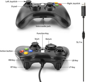 Dhaose Xbox 360 Game Controller, Wired Game Controller Gamepad controller di design ergonomico migliorato per Xbox 360 PC Windows 7/ 8 / 10