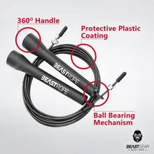 Carica l&#39;immagine nel visualizzatore di Gallery, Corda per saltare della Beast Gear - Corda veloce per Crossfit, Pugilato, MMA. Peso leggero con lunghezza regolabile e meccanismo a cuscinetto a sfera resistente – Perfetta per i Double Unders