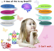 Carica l'immagine nel visualizzatore di Gallery, Veatree 160 Pezzi Puzzle Blocchi magnetici Giocattoli, Costruzione di Magnete Kit di Costruzione Giocattoli educativi per Bambini Che Giocano Gioco impilabile con Mattoni e Bastoncini magnetici 160pcs/Multicolore
