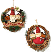 Carica l&#39;immagine nel visualizzatore di Gallery, Ghirlanda Natalizia per Porta,Decorazioni da Appendere Cervi Pupazzo di Neve di Babbo Natale,Porta Ciondolo in Rattan Natalizio Appeso,Forniture per la Disposizione della Scena del Battente Pendente