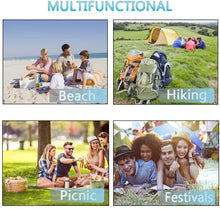 Carica l'immagine nel visualizzatore di Gallery, ZFYQ Coperta da Spiaggia, 140x200cm Anti Sabbia Impermeabile Portatile Coperta da Picnic con 4 Picchetti Fixed per Picnic, Spiaggia, Viaggi, Escursionismo, Campeggio e Altro