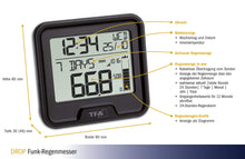 Carica l&#39;immagine nel visualizzatore di Gallery, TFA Dostmann Drop 47.3005.01 - Pluviometro Wireless con Temperatura Nero - Ilgrandebazar