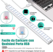 Carica l'immagine nel visualizzatore di Gallery, Tanbaby Luce per Armadio, Lampada Armadio 40 LED con Sensore Movimento, Batteria Ricaricabile, Luce LED con Striscia Magnetica Adesiva, per Armadio, Scale, Corridoi, Cucina, Garage - Bianca