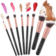 Carica l&#39;immagine nel visualizzatore di Gallery, Pennelli Make Up EmaxDesign 17 pezzi Set di pennelli per trucco Fondotinta Cipria Crème Liquido Professionali Pennelli per volto ombretti e sopracciglio (Oro Rosa)