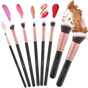 Pennelli Make Up EmaxDesign 17 pezzi Set di pennelli per trucco Fondotinta Cipria Crème Liquido Professionali Pennelli per volto ombretti e sopracciglio (Oro Rosa)