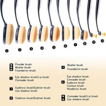 Carica l&#39;immagine nel visualizzatore di Gallery, Start Makers pennelli ovali make up - 10pcs / Set Spazzolino stile black