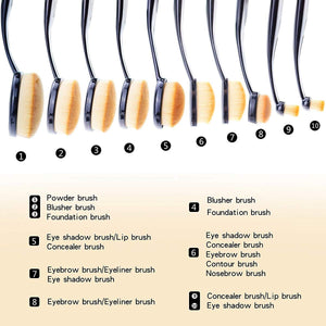 Start Makers pennelli ovali make up - 10pcs / Set Spazzolino stile black