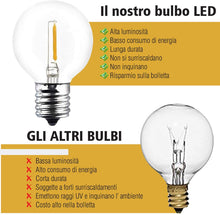 Carica l&#39;immagine nel visualizzatore di Gallery, JP-LED Catena Di Luci LED【 Con 27 Lampadine Led G40 】Luci Da Esterno E Da Arredamento 【 Lunghezza 10,6 M 】Catena Luminosa Per Giardino, Casa, Decorazioni, Feste, Matrimonio, Natale