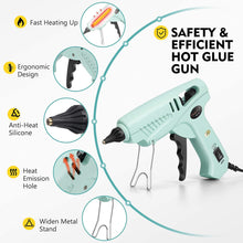 Carica l&#39;immagine nel visualizzatore di Gallery, Magicfly Pistola Colla a Caldo con 15 Stick di Colla, Pistola a Colla Grilletto Flessibile Per Fai Da Te Arti, Piccole Riparazioni e Mestieri Progetti, 60W/100W, Verde