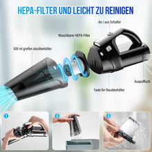 Carica l&#39;immagine nel visualizzatore di Gallery, Aspirapolvere Auto Potente, Aspirapolvere portatile 10000 Pa Wet and Dry con luce LED, Aspirabriciole Senza Fili Potente con Batteria Ricaricabile da 6000 mAh, 12V 120W Aspirapolvere a Batteria