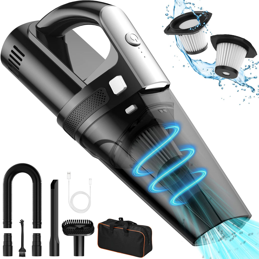 Aspirapolvere Auto Potente, Aspirapolvere portatile 10000 Pa Wet and Dry con luce LED, Aspirabriciole Senza Fili Potente con Batteria Ricaricabile da 6000 mAh, 12V 120W Aspirapolvere a Batteria