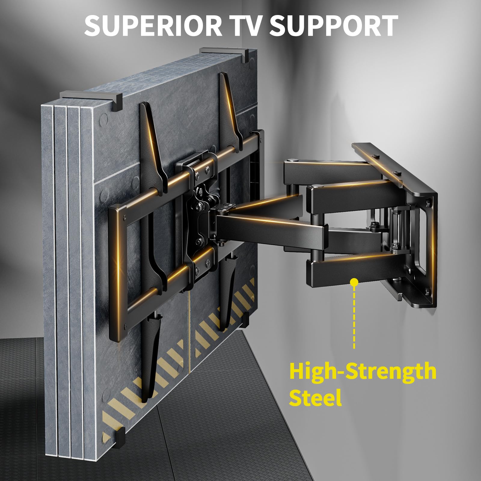 Supporto TV A Muro Con Doppio Braccio Per TV 37-75 Pollici – Carico 45kg, Girevole, Inclinabile E Estensibile, VESA 600x400