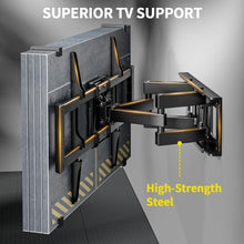 Carica l&#39;immagine nel visualizzatore di Gallery, Alphamount Supporto TV Parete per 37-75 Pollici Schermi fino a 45 kg, Staffa tv con doppie braccia, girevole, estensione e inclinazione, supporto a parete con Max VESA 600x400 mm, APLF6-E