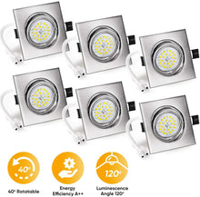 Carica l&#39;immagine nel visualizzatore di Gallery, Wowatt Faretti Led da incasso Per Cartongesso 6 x GU10 Faretti a Led 6W 600lm Luce Bianca Calda 2800K Quadrato Orientabile Lampada da incasso RA83 Pari a Alogena 50W NON Dimmerabile AC 220V Interno