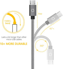 Carica l'immagine nel visualizzatore di Gallery, Gritin Cavo Micro USB, [3 Pezzi:1m,1.5m,2m] Nylon Intrecciato Cavo USB Micro USB-Trasferimento Dati e Ricarica per Android, Samsung, Nexus, LG, Sony, HTC, Motorola, Kindle, Nokia e Altri(Grigio)