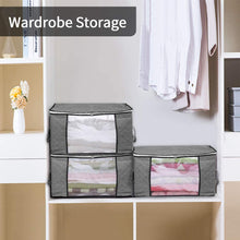 Carica l'immagine nel visualizzatore di Gallery, king do way 4PCS Custodia per Trapunte e Coperte, Porta Abiti Grande capacità con Manico Rinforzato, Organizzatore Pieghevole Traspirante con Cerniera in Acciaio Inossidabile 60x43x35 cm(Grigio)