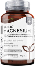 Carica l&#39;immagine nel visualizzatore di Gallery, Magnesio Citrato 1480mg con 440mg di Magnesio Puro Elementare per Dose - 180 Capsule Vegane - Fornitura da 90 Giorni - Integratore di Magnesio Prodotto nel Regno Unito da Nutravita