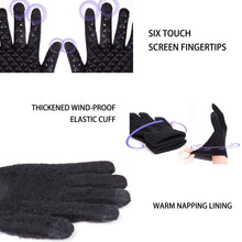 Carica l&#39;immagine nel visualizzatore di Gallery, TRENDOUX guanti da uomo,da equitazione da donna,ouchscreen per telefono cellulare, invernali Impugnatura antiscivolo lana elastico Guanti termici guida neroici invernali per guidare