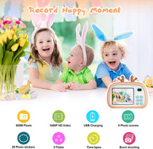 Carica l&#39;immagine nel visualizzatore di Gallery, 2NLF Macchina Fotografica Bambini HD da 2.4&#39;&#39; Fotocamera per Bambini 8MP 1080P Custodia Protettiva in Silicone con Cordino 32G TF Card Regalo di Natale Capodanno dai 3 ai 10 Anni